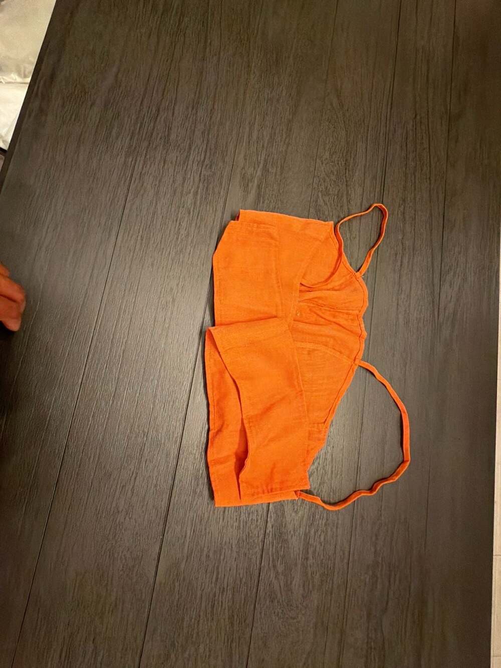 #35Nasty Gal Collection Orange Linen-Look Button-Up Crop Top and High-Waisted Sh - Picture 13 of 14